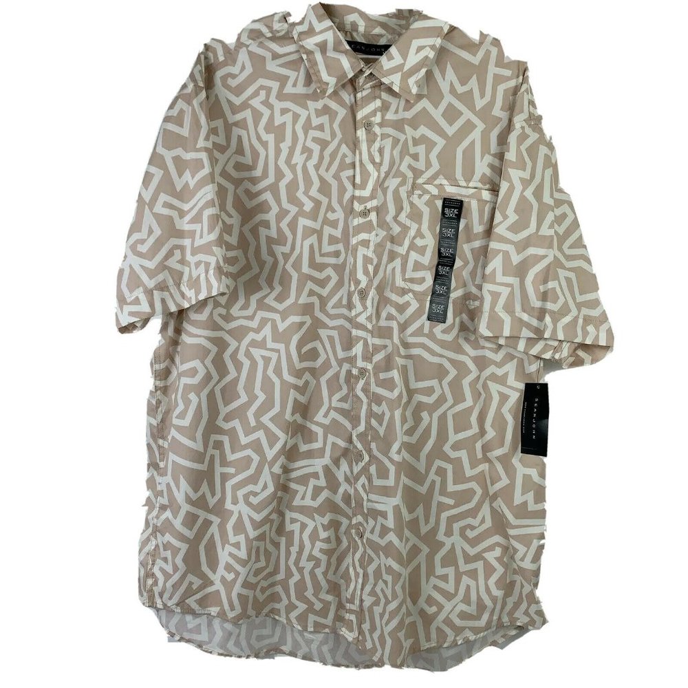 NWT Sean John Tan SS Button Shirt Men Sz 3XL